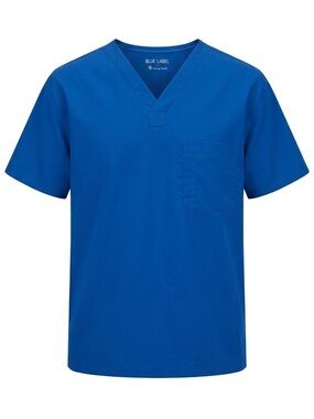 Healing Hands Blue Label "James" Men's 1-Pocket Scrub Top. Royal Blue Size Large